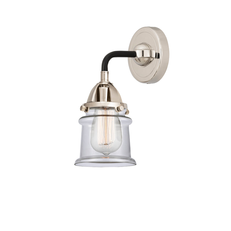 Canton Sconce shown in the Black Polished Nickel finish with a Clear shade