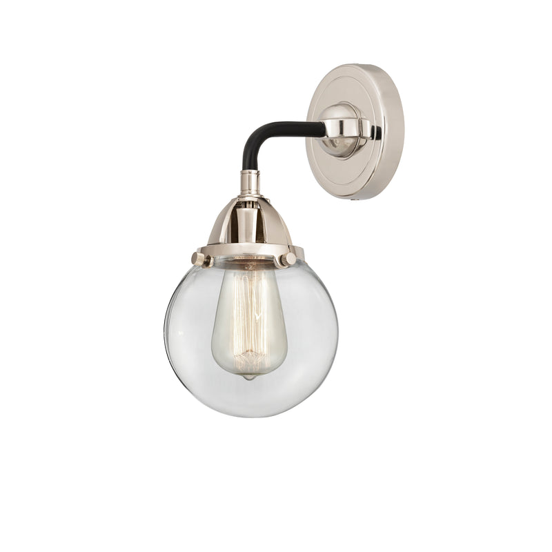 Beacon Sconce shown in the Black Polished Nickel finish with a Clear shade