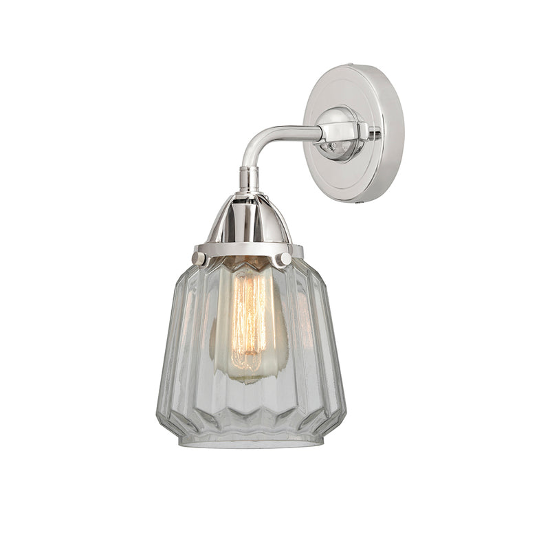 Chatham Sconce shown in the Polished Chrome finish with a Clear shade