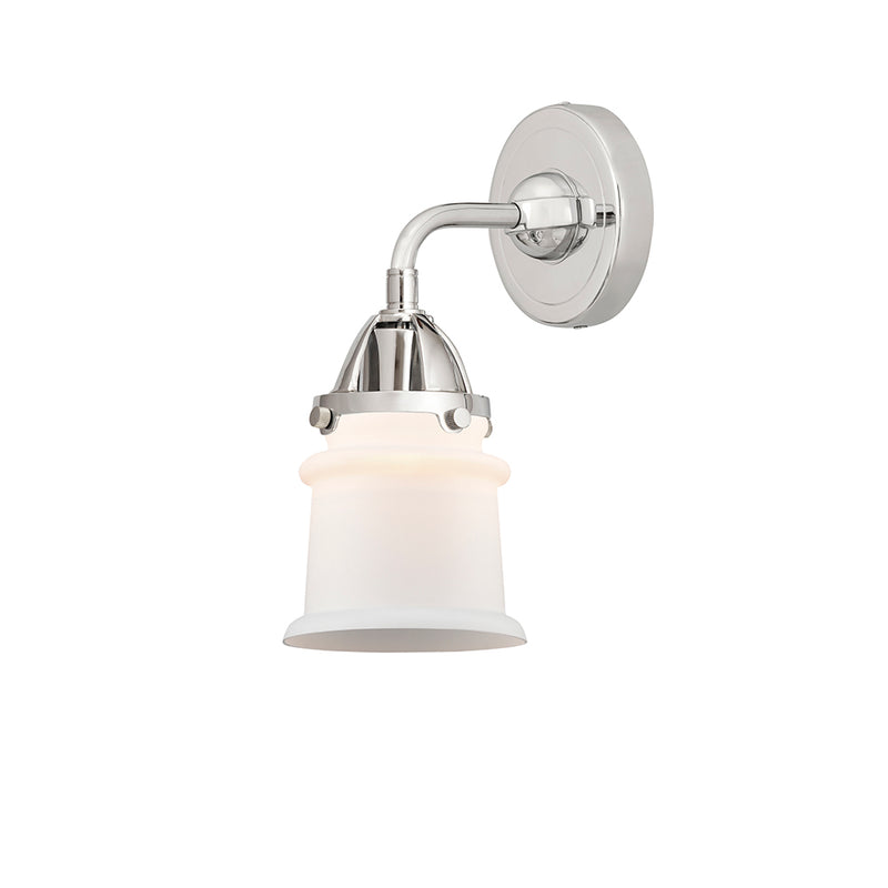 Canton Sconce shown in the Polished Chrome finish with a Matte White shade