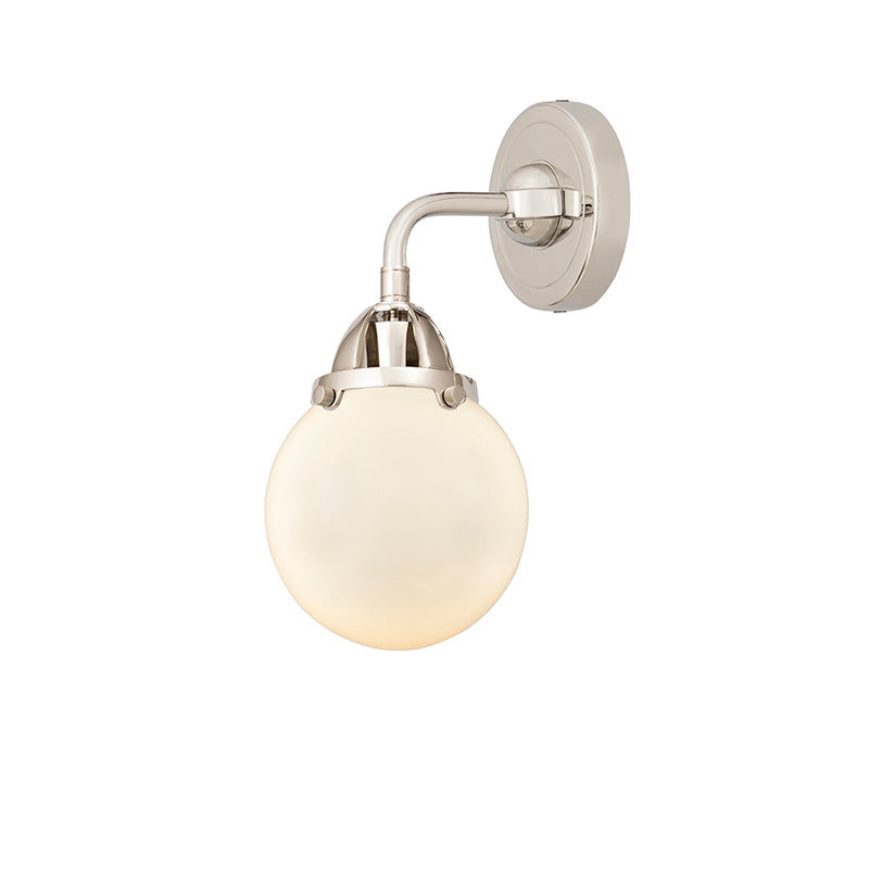 Beacon Sconce shown in the Polished Nickel finish with a Matte White shade