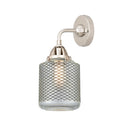 Stanton Sconce shown in the Polished Nickel finish with a Clear Wire Mesh shade