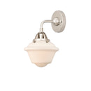 Oxford Sconce shown in the Polished Nickel finish with a Matte White shade