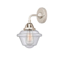 Oxford Sconce shown in the Polished Nickel finish with a Seedy shade