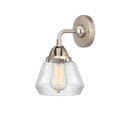 Fulton Sconce shown in the Brushed Satin Nickel finish with a Clear shade