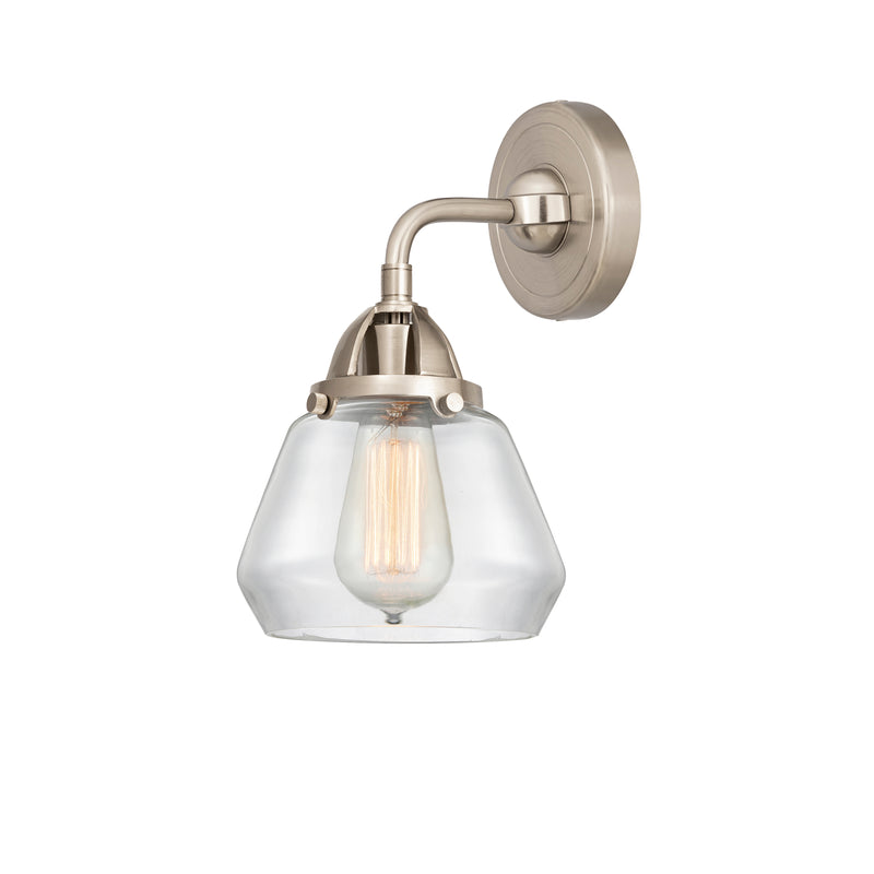 Fulton Sconce shown in the Brushed Satin Nickel finish with a Clear shade