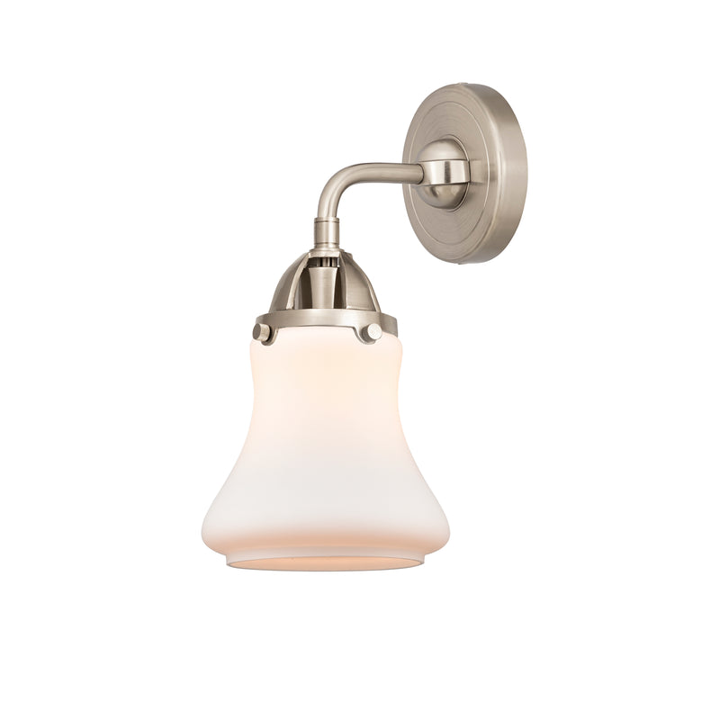 Bellmont Sconce shown in the Brushed Satin Nickel finish with a Matte White shade