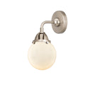 Beacon Sconce shown in the Brushed Satin Nickel finish with a Matte White shade