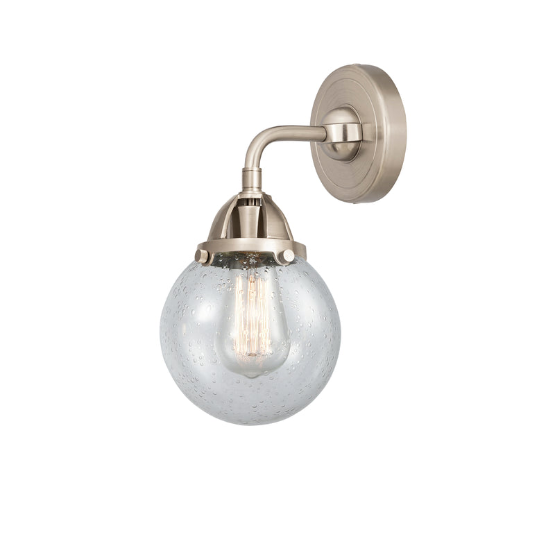 Beacon Sconce shown in the Brushed Satin Nickel finish with a Seedy shade