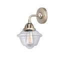 Oxford Sconce shown in the Brushed Satin Nickel finish with a Clear shade