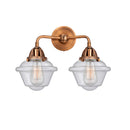 Oxford Bath Vanity Light shown in the Antique Copper finish with a Seedy shade