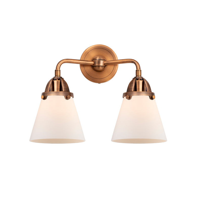 Cone Bath Vanity Light shown in the Antique Copper finish with a Matte White shade