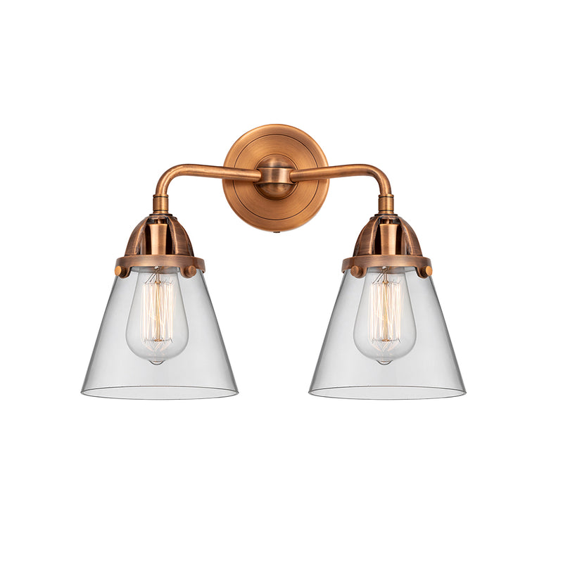 Cone Bath Vanity Light shown in the Antique Copper finish with a Clear shade