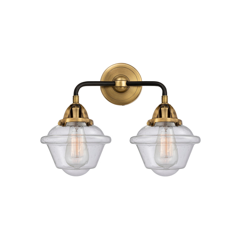 Oxford Bath Vanity Light shown in the Black Antique Brass finish with a Seedy shade