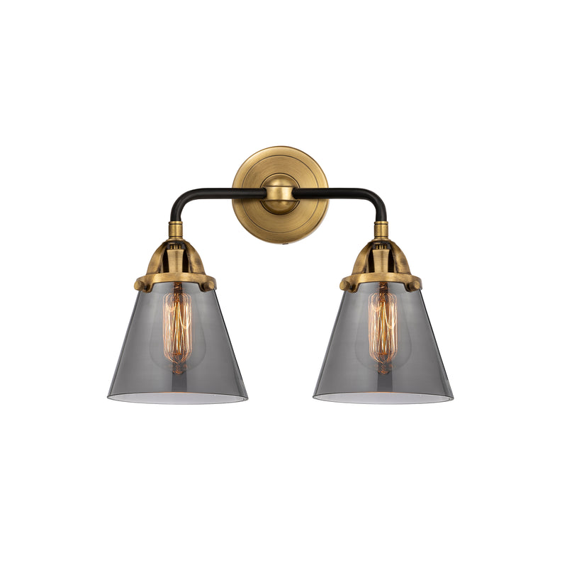 Cone Bath Vanity Light shown in the Black Antique Brass finish with a Plated Smoke shade