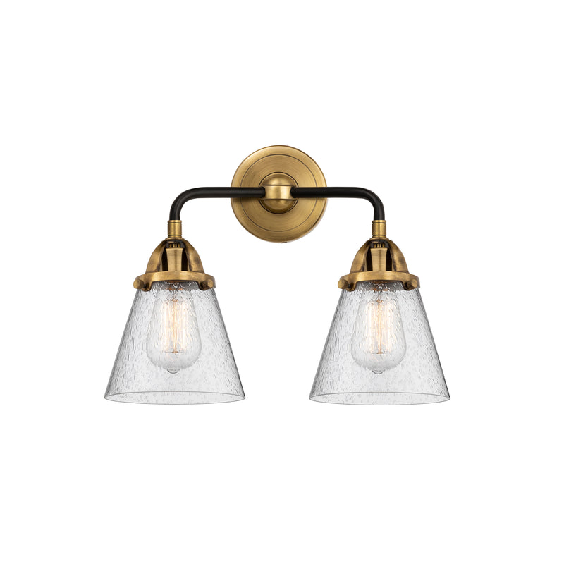 Cone Bath Vanity Light shown in the Black Antique Brass finish with a Seedy shade