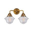 Oxford Bath Vanity Light shown in the Brushed Brass finish with a Seedy shade