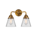 Cone Bath Vanity Light shown in the Brushed Brass finish with a Clear shade