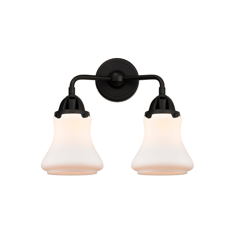 Bellmont Bath Vanity Light shown in the Matte Black finish with a Matte White shade