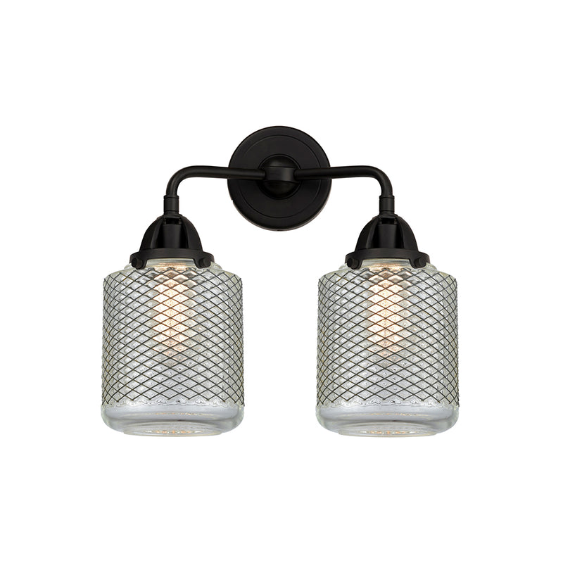 Stanton Bath Vanity Light shown in the Matte Black finish with a Clear Wire Mesh shade