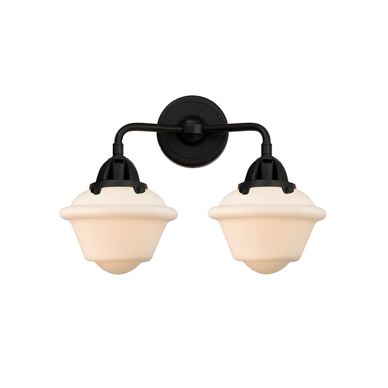 Oxford Bath Vanity Light shown in the Matte Black finish with a Matte White shade