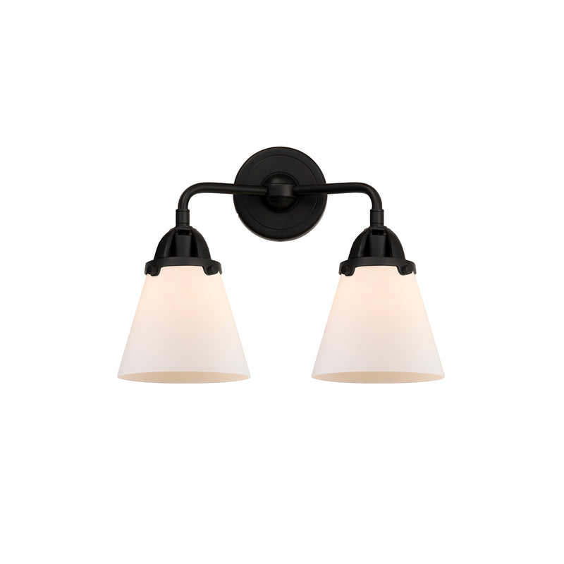 Cone Bath Vanity Light shown in the Matte Black finish with a Matte White shade