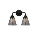 Cone Bath Vanity Light shown in the Matte Black finish with a Plated Smoke shade