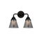 Cone Bath Vanity Light shown in the Matte Black finish with a Plated Smoke shade