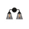 Cone Bath Vanity Light shown in the Matte Black finish with a Plated Smoke shade