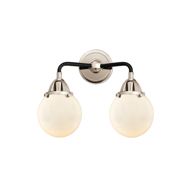 Beacon Bath Vanity Light shown in the Black Polished Nickel finish with a Matte White shade