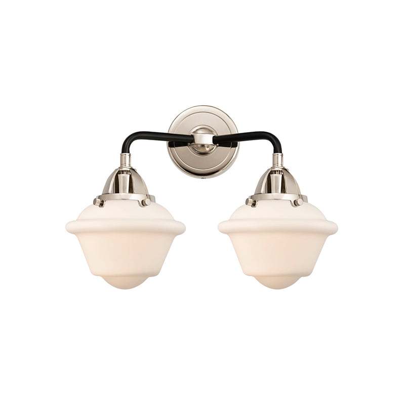 Oxford Bath Vanity Light shown in the Black Polished Nickel finish with a Matte White shade