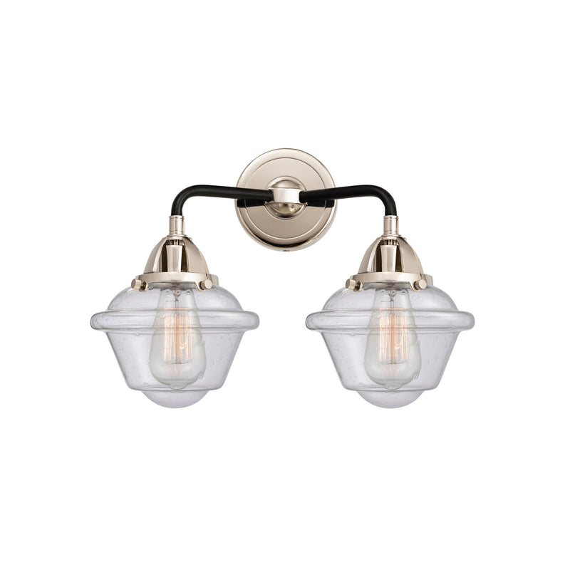 Oxford Bath Vanity Light shown in the Black Polished Nickel finish with a Seedy shade