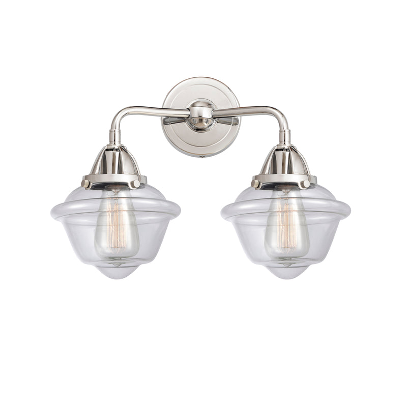 Oxford Bath Vanity Light shown in the Polished Chrome finish with a Clear shade