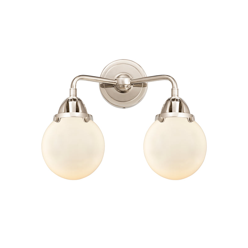 Beacon Bath Vanity Light shown in the Polished Nickel finish with a Matte White shade