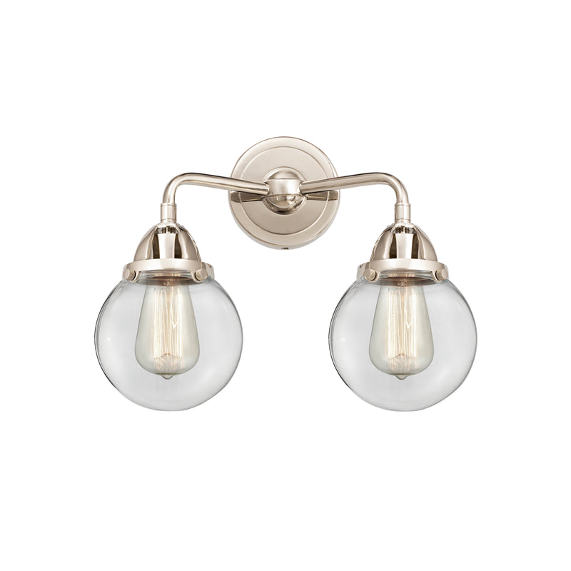 Beacon Bath Vanity Light shown in the Polished Nickel finish with a Clear shade