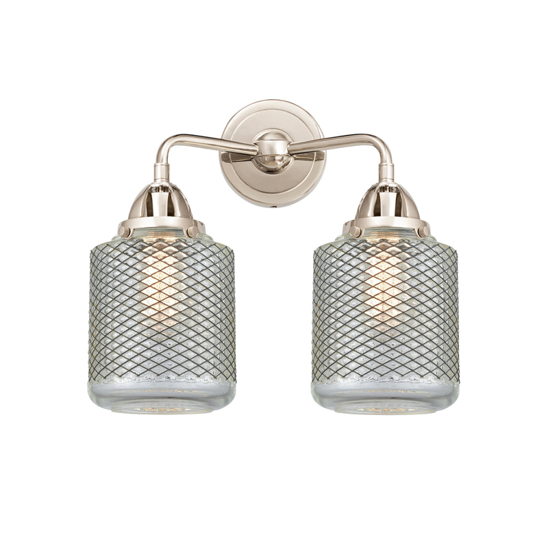 Stanton Bath Vanity Light shown in the Polished Nickel finish with a Clear Wire Mesh shade