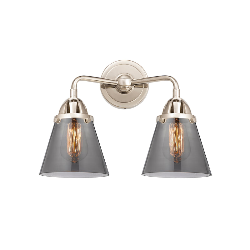 Cone Bath Vanity Light shown in the Polished Nickel finish with a Plated Smoke shade