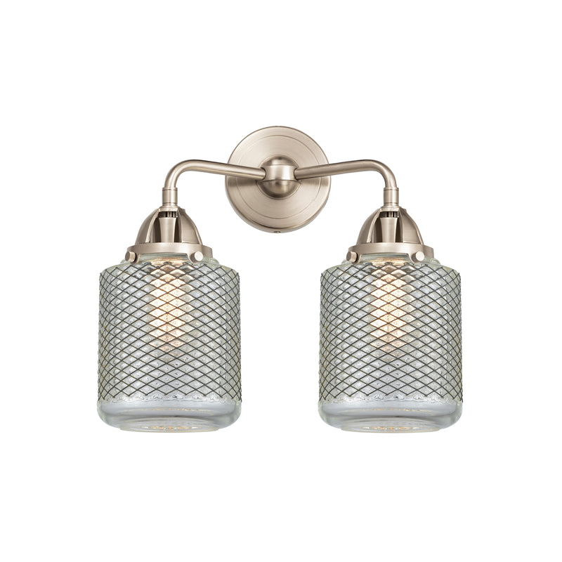 Stanton Bath Vanity Light shown in the Brushed Satin Nickel finish with a Clear Wire Mesh shade