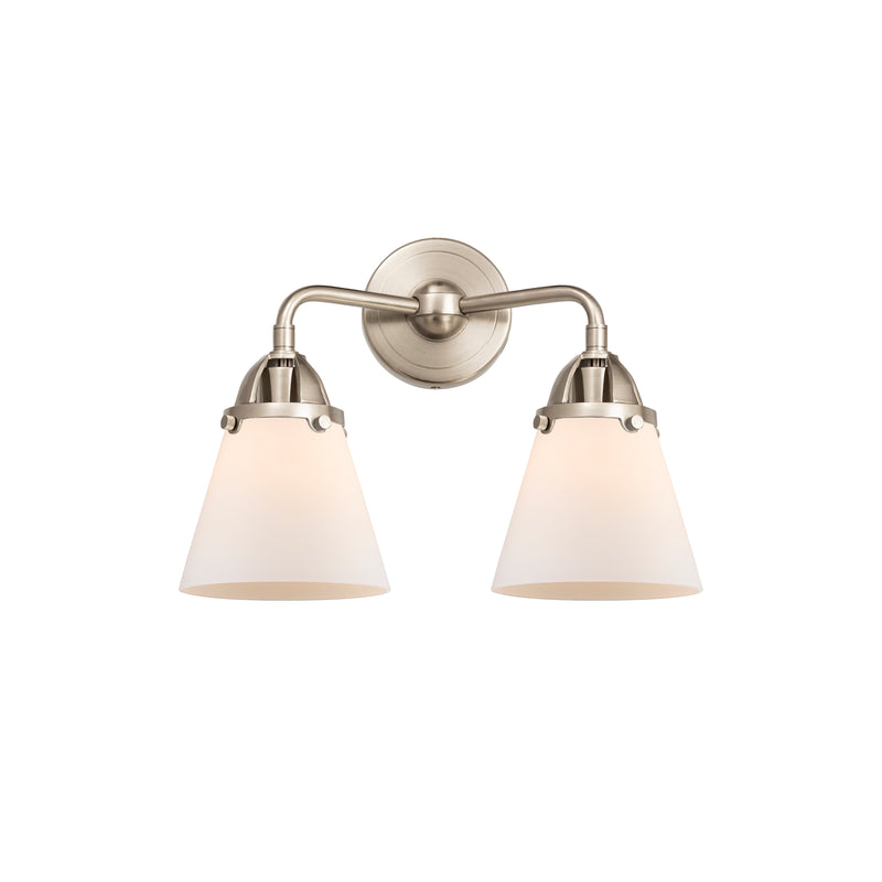 Cone Bath Vanity Light shown in the Brushed Satin Nickel finish with a Matte White shade