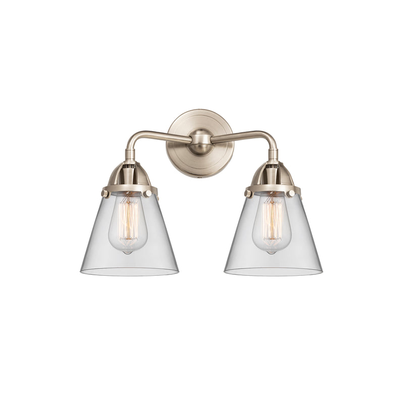 Cone Bath Vanity Light shown in the Brushed Satin Nickel finish with a Clear shade