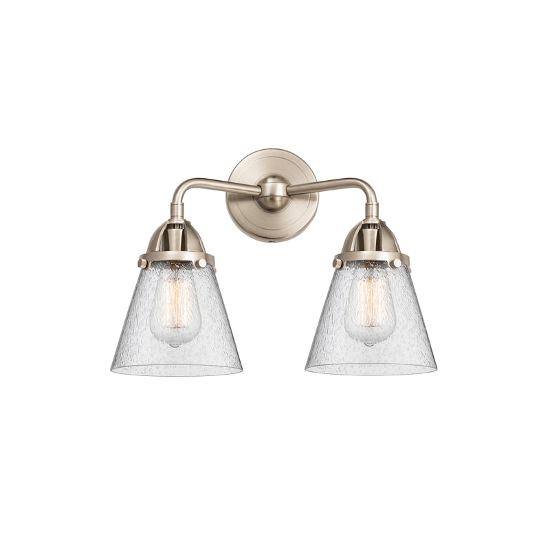 Cone Bath Vanity Light shown in the Brushed Satin Nickel finish with a Seedy shade