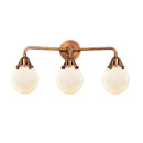 Beacon Bath Vanity Light shown in the Antique Copper finish with a Matte White shade