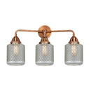 Stanton Bath Vanity Light shown in the Antique Copper finish with a Clear Wire Mesh shade