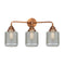 Stanton Bath Vanity Light shown in the Antique Copper finish with a Clear Wire Mesh shade