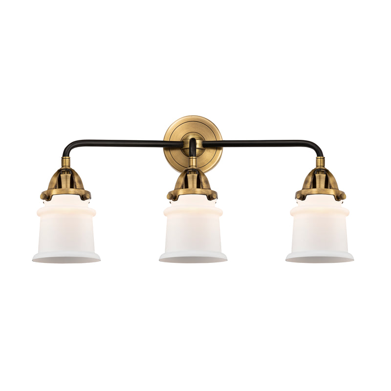 Canton Bath Vanity Light shown in the Black Antique Brass finish with a Matte White shade