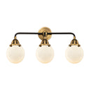 Beacon Bath Vanity Light shown in the Black Antique Brass finish with a Matte White shade