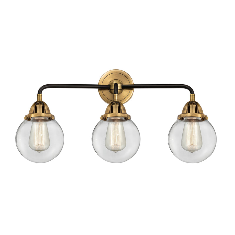 Beacon Bath Vanity Light shown in the Black Antique Brass finish with a Clear shade