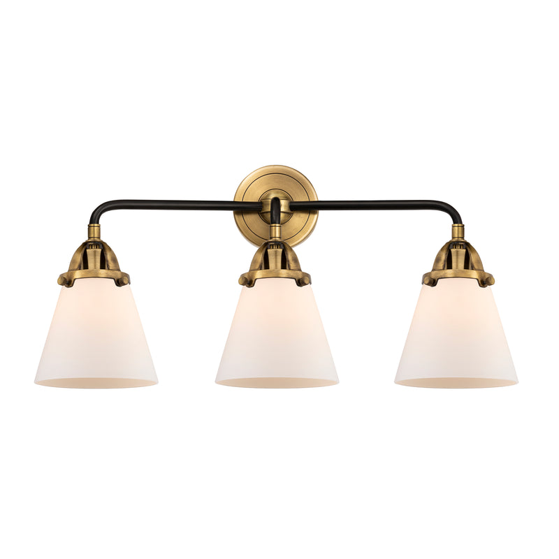 Cone Bath Vanity Light shown in the Black Antique Brass finish with a Matte White shade