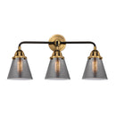 Cone Bath Vanity Light shown in the Black Antique Brass finish with a Plated Smoke shade