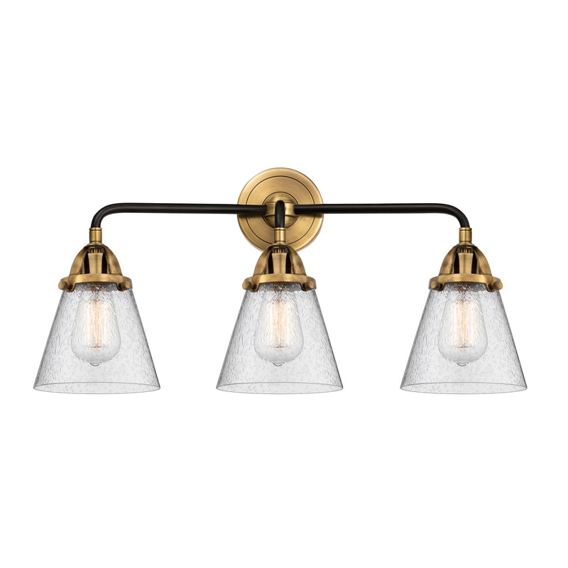 Cone Bath Vanity Light shown in the Black Antique Brass finish with a Seedy shade